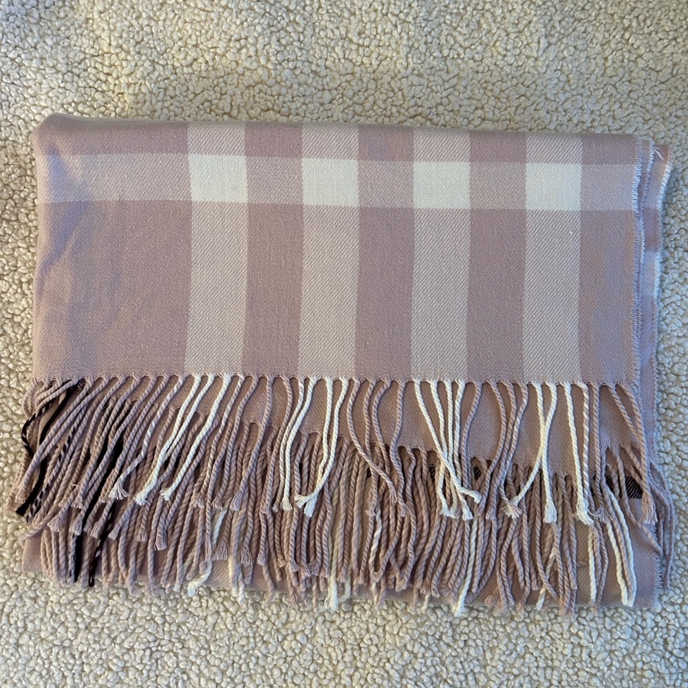 An Indigo Love & Lore Scarf in Pink Plaid